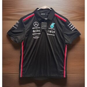 Mercedes AMG Petronas Polo Shirt Mens XL Black Formula One F1 Team Racing NEW